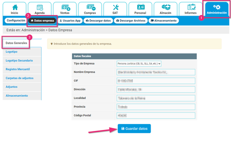 Añadir los datos fiscales en Cloud Gestion Añadir los datos fiscales en Cloud Gestion