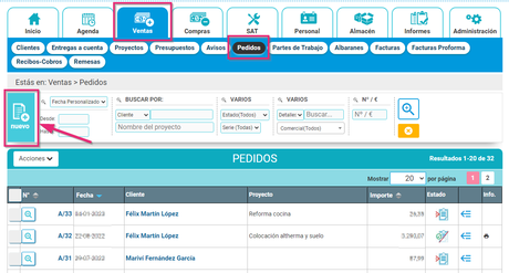 Crear pedido de ventas en Cloud Gestion Crear pedido de ventas en Cloud Gestion