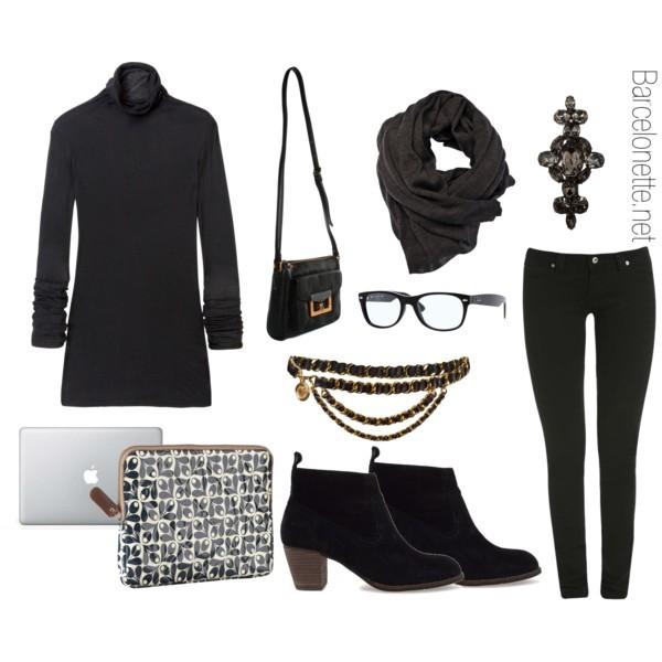 total black working look