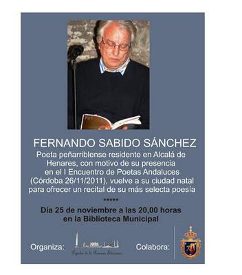 RECITAL DE POESÍA EN PEÑARROYA-PUEBLONUEVO (CÓRDOBA), 25-11-2011