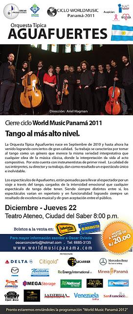 Orquesta de Tango Aguafuertes, de Argentina a Panamá