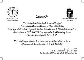 HOMENAJE MONSEÑOR SEVERO APARICIO Y PRESENTACIÓN REVISTA APHE 13, LUNES 5 DE DICIEMBRE, 5 P.M.