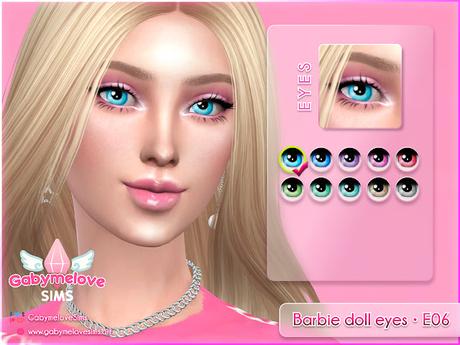 Sims 4 CC | Eye color: Barbie doll eyes • E06, contact lenses | Gabymelove Sims | Color de ojos, muñeca, ojos, ojo, lentes de contacto, circle lenses, lentillas, makeup, make up, make-up, maquillaje, face paint, pintura facial, mods, fantasy, fantasía, painting, download, free, cute, kawaii, the, movie, la, película, custom content, contenido personalizado, donwload, free