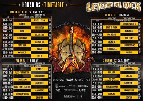 LEYENDAS DEL ROCK 2023 HORARIOS POR DÍAS