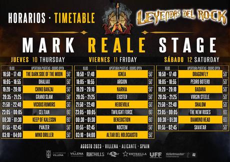 LEYENDAS DEL ROCK 2023 HORARIOS POR DÍAS