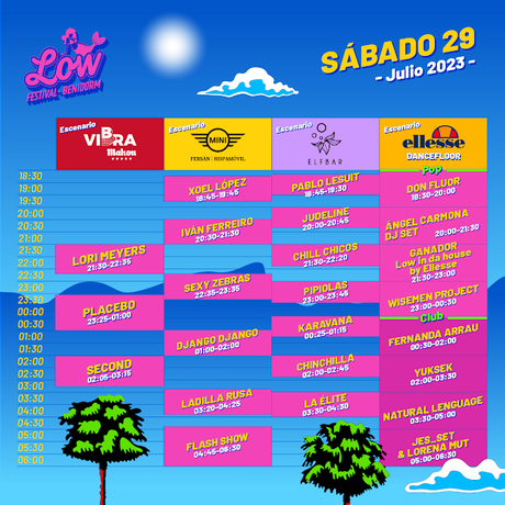 Horarios Low Festival 2023 sábado 29 Julio