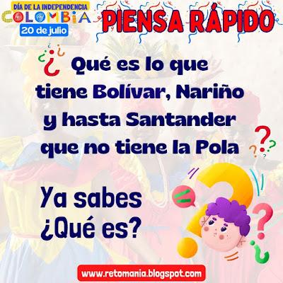 Desafío matemático, Reto matemático, Problema matemático, 20 de Julio, Independencia de Colombia, Días Patrios, Acertijos, Adivinanzas, Acertijo visual, Piensa Rápido