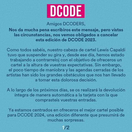 Cancelado el DCode 2023