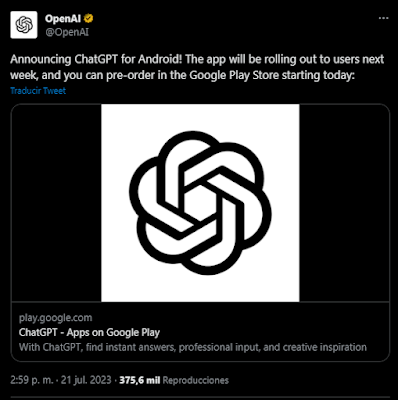 OpenAI anuncia que ChatGPT estará disponible para Android