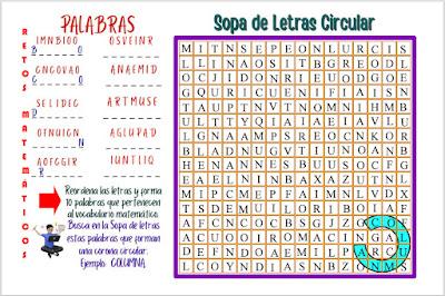 SOPA DE LETRAS CIRCULAR Retos matemáticos, Desafíos matemáticos, Problemas matemáticos, Juegos de Letras, Juegos de Palabras, Sopa de Letras, Sopa de Letras Circular, Retos Visuales, Reto Visual, Palabra Oculta, Buscapalabras