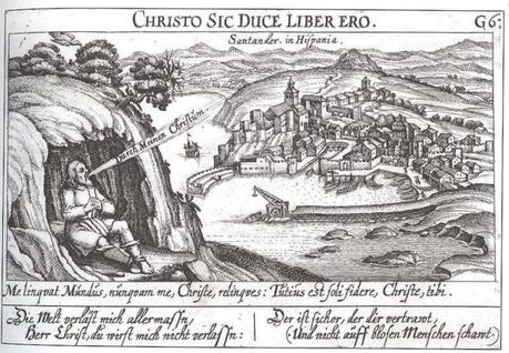 Grabado de Santander,copia del realizado por G. Braun en 1575