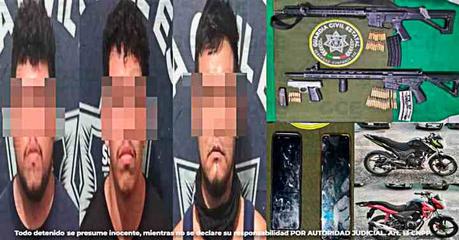 Tres presuntos miembros de una célula delincuencial son detenidos en Tamuín,