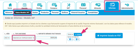 Descargar datos del modelo 347 en un listado separando por clientes o proveedores
