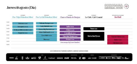 Horarios Jueves (mañana) Sonorama Ribera 2023