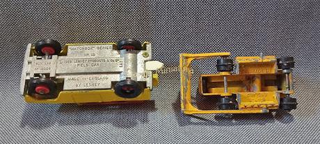 Una topadora y un auto de campo con el número 18 de pieza de Matchbox Una topadora y un auto de campo con el número 18 de pieza de Matchbox