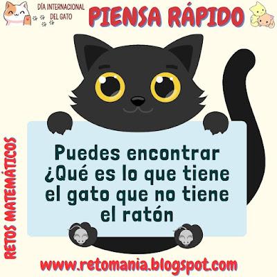 ACERTIJOS Día del Gato, Día Internacional del Gato, Desafíos matemáticos, Retos matemáticos, Problemas matemáticos, Problemas para pensar, Retos visuales, Retos virales, Retos mentales, Acertijos, Adivinanzas, Acertijos visuales