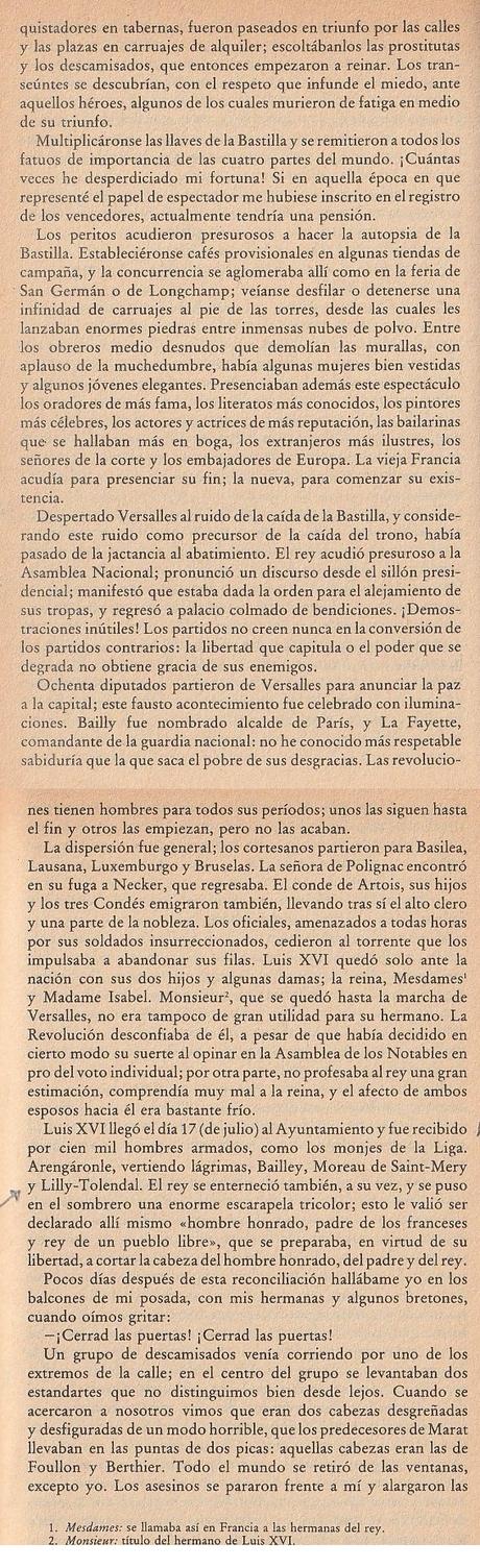 EL ASALTO A LA BASTILLA VISTO POR CHATEAUBRIAND (y consecuencias)