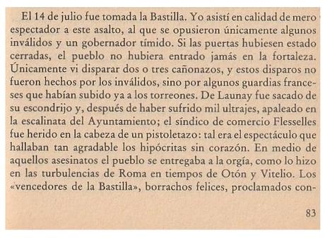 EL ASALTO A LA BASTILLA VISTO POR CHATEAUBRIAND (y consecuencias)