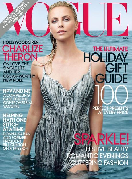 CU Charlize Theron Vogue magazine December 2011