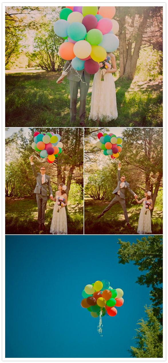 Globos de colores para las fotos de los novios