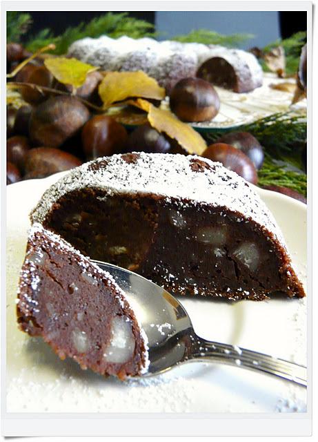 Corona de chocolate y castañas