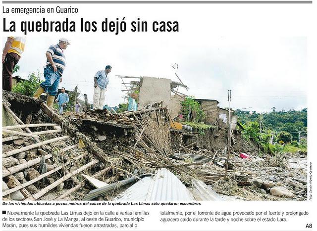 Quebrada arrasó viviendas en Guarico (El Impulso.com )