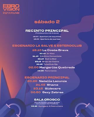 Horarios sábado Ebrovisión 2023 Horarios sábado Ebrovisión 2023