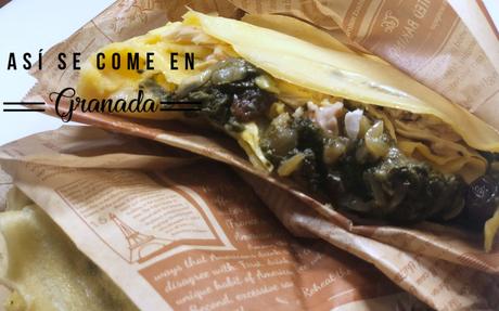 Crepes de harina de garbanzos rellenos de espinacas