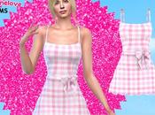 Sims Clothing: Barbie movie pink gingham beach dress women