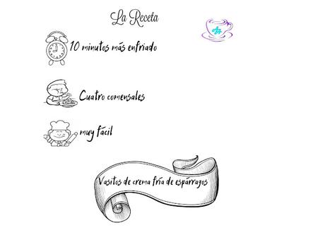 VASITOS DE CREMA FRÍA DE ESPÁRRAGOS Y YOGUR CON BROCHETA DE CHERRIES Y ACEITUNAS NEGRAS