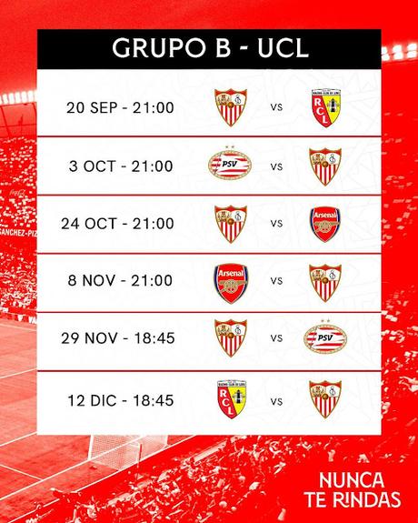 Debut, fechas, horarios... El calendario del Sevilla en la Champions League 2023/2024