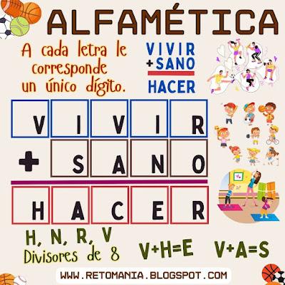 Desafío matemático, Reto matemático, Problema matemático, Problemas de Ingenio, Mates y Deportes, Matemática y Deporte, Retos visuales, Retos virales, Retos mentales, Acertijos visuales, Alfamética, Criptoaritmética