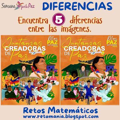 Desafíos matemáticos, Problemas matemáticos, Retos matemáticos, Problemas de Ingenio, Problemas de lógica, Semana por la Paz, Día de la Paz, Paz, Retos visuales, Retos mentales, Retos virales, Acertijo visual, Diferencias
