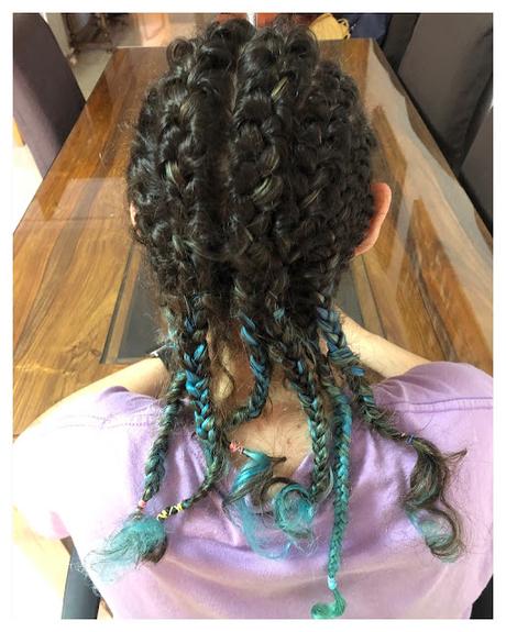 🩵 De pruebas y colores 💛 🧡 Una de trenzas y otra de sombras💜