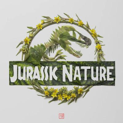 'Jurassic Nature', dinosaurios con flores, hojas y tallos por Raku Inoue