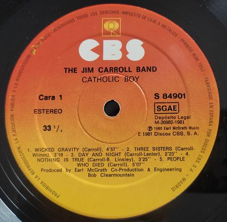 Jim Carroll Band -Catholic Boy Lp 1981 (1980)
