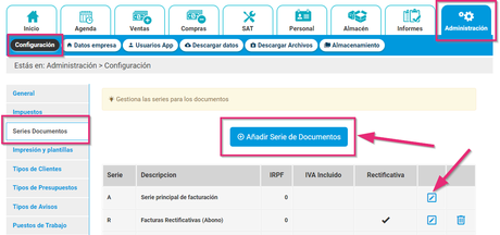 Añadir IRPF por serie Añadir IRPF por serie
