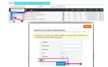 Modificación líneas IRPF Modificación líneas IRPF