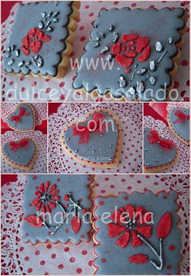 Galletas decoradas...gris,rojo y plata!!