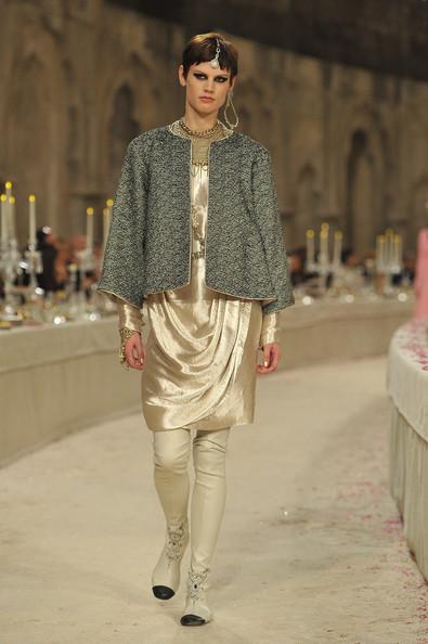 A model walks down the runway during the Chanel Paris-Bombay Show at Grand Palais on December 6, 2011 in Paris, France.