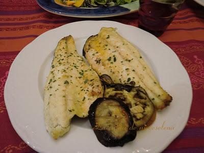 Lomos de lubina con berenjena