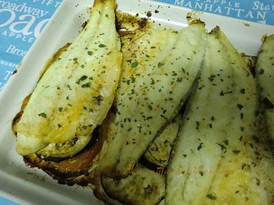 Lomos de lubina con berenjena