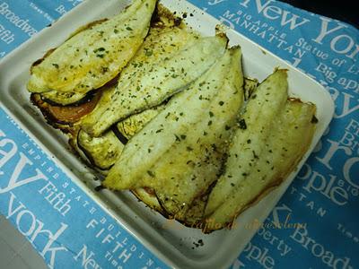 Lomos de lubina con berenjena
