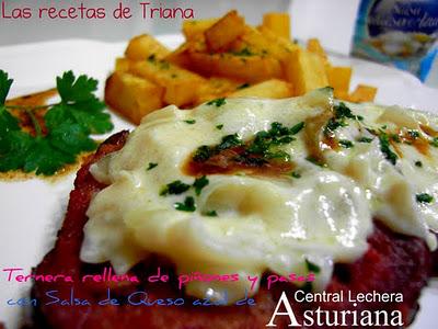 Ternera rellena de piñones y pasas con Salsa de Queso azul Central Lechera Asturiana