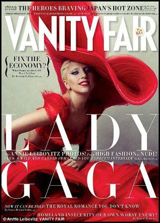 Lady Gaga, mujer de rojo en portada de Vanity Fair by Annie Leibovitz