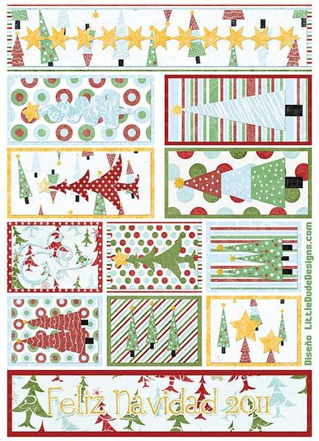 Tarjetas de navidad, etiquetas y pegatinas imprimibles de Little Dude Designs