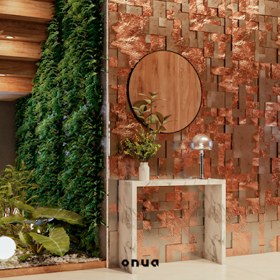 El efecto óxido en la decoración de interiores y exteriores. Revestimiento óxido mosaic de hormigón