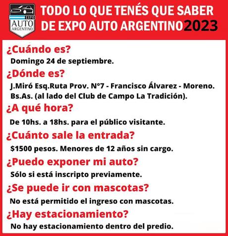 Hoy, domingo 24 de septiembre, se realizará Expo Auto Argentino Hoy, domingo 24 de septiembre, se realizará Expo Auto Argentino