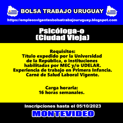 Psicóloga-o (Ciudad Vieja) Psicóloga-o (Ciudad Vieja)