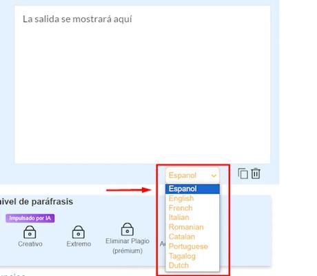 Idiomas en parafrasear.org Idiomas en parafrasear.org